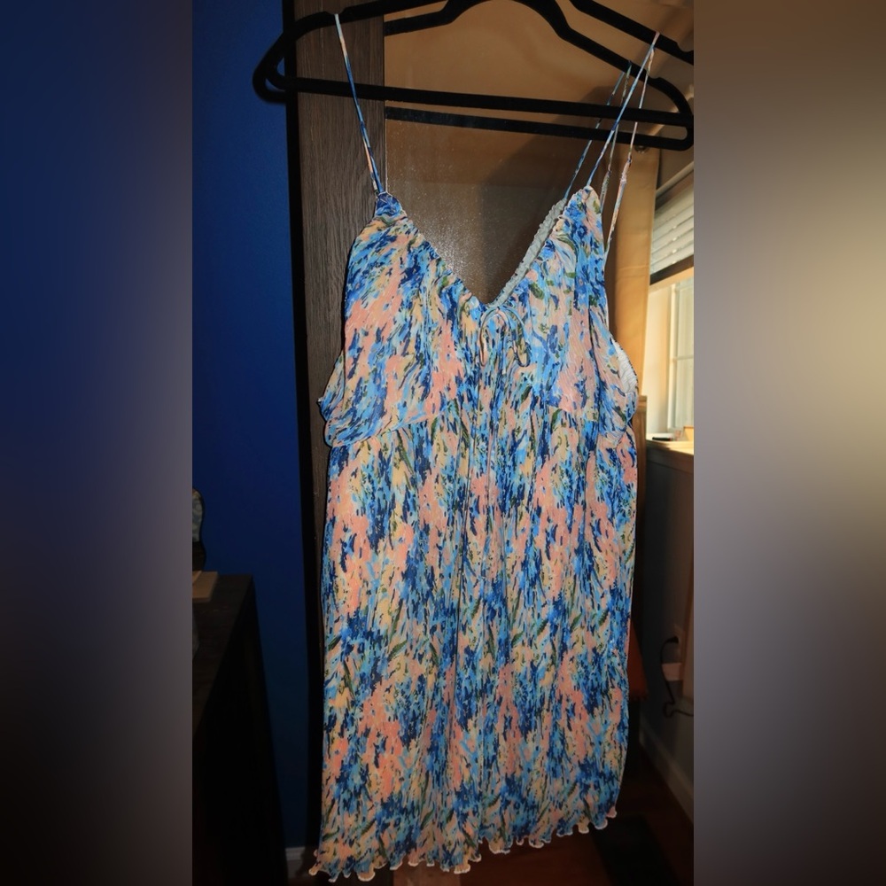 Abercrombie & Fitch Plisse Ruched Babydoll Mini Dress